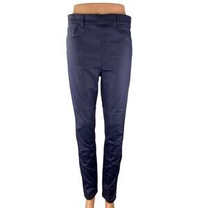 New Look Emilee Blue Coated Vegan Leather High Rise Skinny Jeggings Pants Sz 10